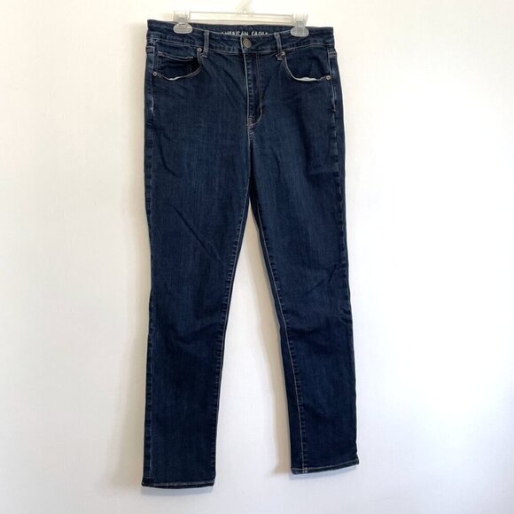 AMERICAN EAGLE Super Stretch Hi-Rise Skinny Dark Wash High Waisted Skinny Jeans - Picture 2 of 16